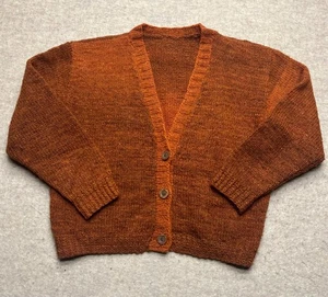 Cárdigan suéter tejido lana abotonada óxido hecho a mano vintage talla mediana - Imagen 1 de 9