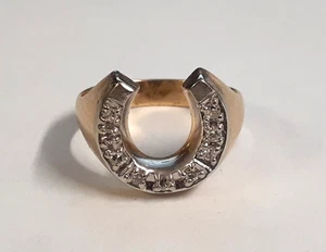 (RI4) 14k Two-Tone Gold Horseshoe Ring (8.5 Grams) Size 9.75 - Picture 1 of 8