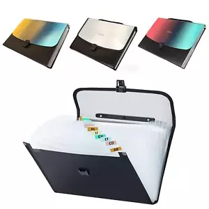 A4 Expanding File Organiser 13 Pockets Accordion Document Folder Stud Wallet - Picture 1 of 20