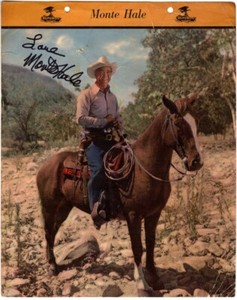 Vintage 1940s Monte Hale Autographed Lobby Card, 7 movies listed on back