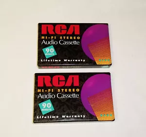 2 cintas de casete de audio en blanco RCA 90 minutos (RC90) estéreo Hi-Fi (nuevas, selladas) - Imagen 1 de 2