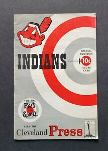 Indians vs White Sox 1952 baseball scorecard Bob Feller career win #239