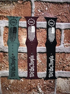 TSB "WE THE PEOPLE" Distressed Engraved Painted Silicone Watch Band Comp/ Apple - Photo 1 sur 23