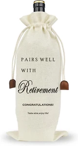 Retirement Wine Gift Bag a Trendy and Thoughtful Present for Retirement Parties, - Picture 1 of 7