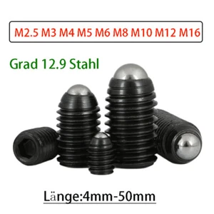 Stahl Gewindestifte mit Allen Federkugelkopf Madenschraube Metrisch M2.5 - M16 - Picture 1 of 69