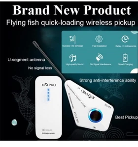 Wireless Flying Fish Pickup Rechargeable, Acoustic Guitar Dual System Pickup Kit - Picture 1 of 3