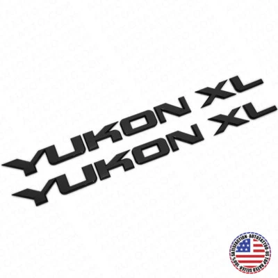 2x GMC YUKON XL Liftgate / Door Letter Nameplate Emblem SUV HD Badge Gloss Black - Image 1 of 4