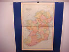 1903 Cram's Atlas Map 2 Page, Ireland, Nice Color,Suitable To Frame 14"X21"