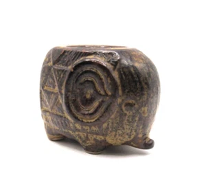 Vintage Mini Ceramic Elephant Tea Light Holder Brown Snub Nose Trunk - Picture 1 of 5
