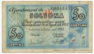 SPANIEN, ESPAÑA - 50 Centims (SOLSONA) (S127) - Bild 1 von 2