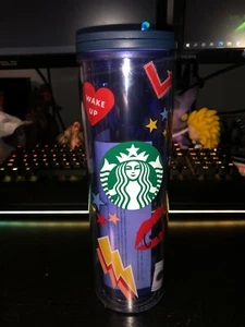 Starbucks Summer 2020 Back To School Graffiti Retro Plastic Tumbler 16oz - Afbeelding 1 van 2