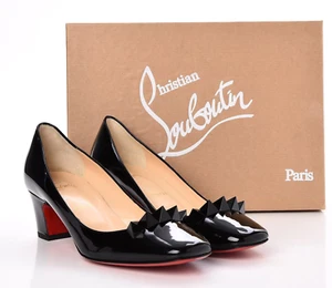 CHRISTIAN LOUBOUTIN Pumps schwarz Lackleder eckige Zehenpartie Pyramidame Größe 38 / 38,5 - Bild 1 von 11