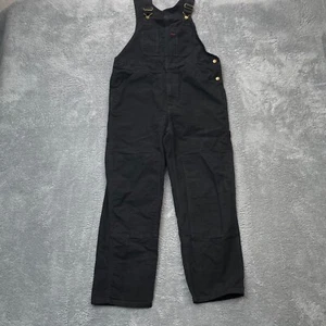Carhartt Overalls Mens 32x30 Black Bibs Denim Cotton Double Knee Workwear - Picture 1 of 11