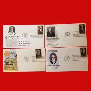 First Day of Issue Charles Evans Hughes Stamp Cache Envelope Set of 4 - Picture 1 of 9