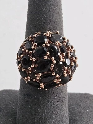 Anillo Milor Italia Cuarzo Ahumado Piedra Bronce Cúpula Talla 7 COMO NUEVO Foto 1 de 4