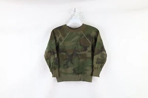 Vintage 60s Streetwear Boys Medium Faded Camouflage Crewneck Sweatshirt USA - Picture 1 of 9