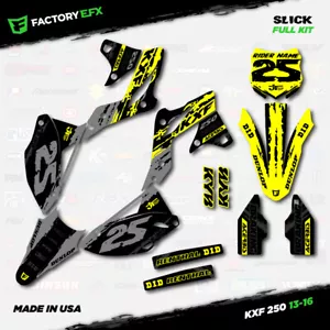 Gray & Yellow Slick Racing Graphics Kit fits 13-16 Kawasaki Kxf250 Kxf 250 Decal - Foto 1 di 5