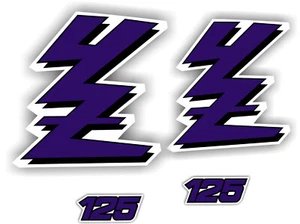 Yamaha YZ125 Factory Style Shroud Graphics Kit 87-92 YZ 125 decals 1990 Purple - Foto 1 di 2