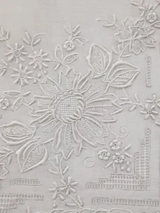 Vintage Linen Embroidered Handkerchief New 12 inches - Picture 1 of 5