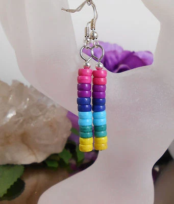 Ohrhänger Türkis Howlith Regenbogen bunt mit Ohrhaken - Ohrringe - Bild 1 von 3