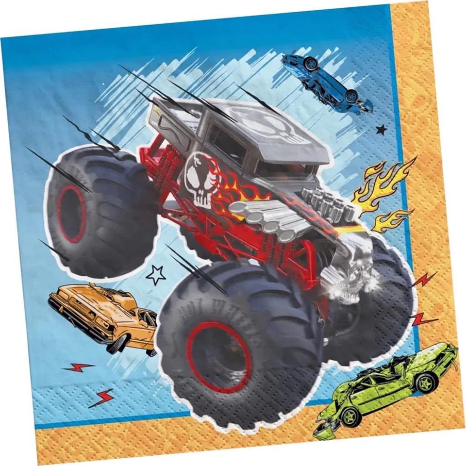 Hot Wheels Monster Truck Lunch Dinner Napkins Party Supplies 16 Per Package - Image 1 of 1