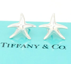 Tiffany & Co. Starfish Stud Earrings Silver 925 Peretti Auth w/Box r1123-1
