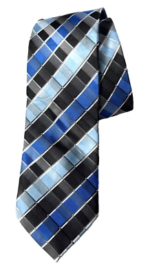 Corbata para hombre Giorgio Brutini Italia rayas negras y azules 59x3 1/4 Foto 1 de 4