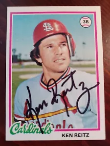 KEN REITZ 1978 Topps # 692 autographed signed card CARDINALS 78 DECEASED O/C - Picture 1 of 3