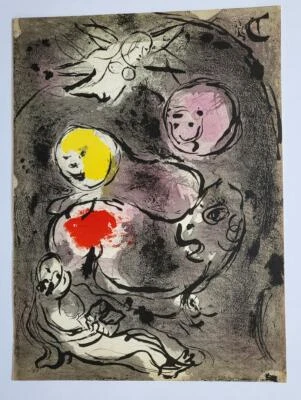 Litografía original Chagall "Prophet Daniel Lions Den" 1956 Mourlot 142 edición limitada Foto 1 de 3