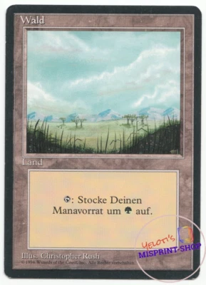 Forest / Plains. German Mtg MISPRINT. Printed with plains picture. "Wald" - Imagen 1 de 2
