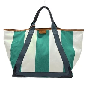 Auth BALENCIAGA - 253465 Green White Dark Gray Canvas Leather Tote Bag - Picture 1 of 8