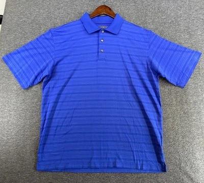 Pebble Beach Performance Short Sleeve Polo Shirt Men’s Size XL Blue Stripes - Image 1 of 4