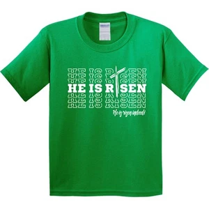 Inktastic He Is Risen Mirror Words Youth T-Shirt Easter Jesus Cross Christian - Picture 1 of 9