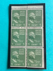 US Briefmarken SC# 804b George Washington 1c bklt 6er Scheibe postfrisch 1939 - Bild 1 von 1