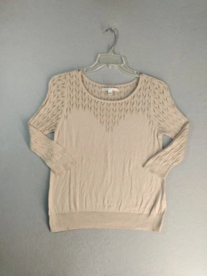 LC Lauren Conrad Womens Top Medium Brown 3/4 Sleeve Solid Knit Pullover Blouse - Image 1 of 4