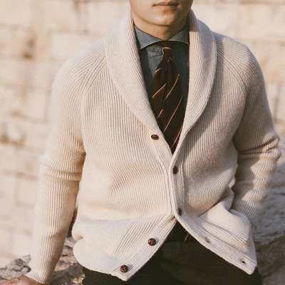 Nuevo Cárdigan Retro Grueso Británico Otoño/Invierno Para Hombres Coreano Delgado Cálido Negocios Foto 1 de 4