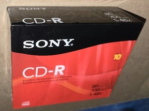 Sony CD R 80 Minute 10 Pack 700MB 1-48X with cases - Photo 1/4