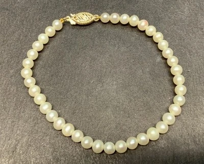 Brazalete Vintage Perlas Cultivadas de Agua Dulce 14k 7" Mundo Imperial IWI Foto 1 de 4