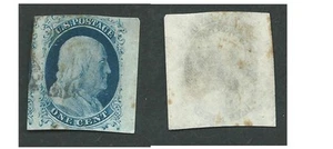 Scott 9, Type IV, Recut Top;beidseitig JUMBO;DT, Light Cancel,Spots,CofA - Bild 1 von 2