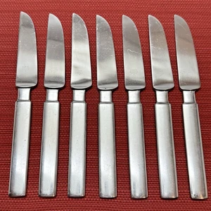 Set/7 Dansk ARTISAN 1 Stainless DINNER KNIVES Wide Handle Utensils Japan Vintage - Picture 1 of 11