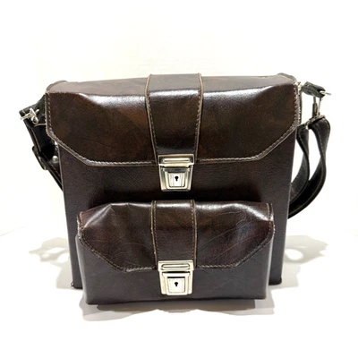  Vintage Camera/Camcorder Case, Hard Leather Two Locking Pockets With Two Keys  - Image 1 of 4