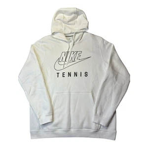 Nike Tennis Pullover Hoodie Swoosh Club Fleece, White, Men's Size Large, NEW - Picture 1 of 7