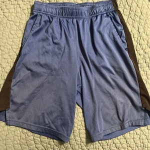Youth Athletic Shorts- Unbranded Size Youth Large -Blue W/ Black Stripe - Picture 1 of 2