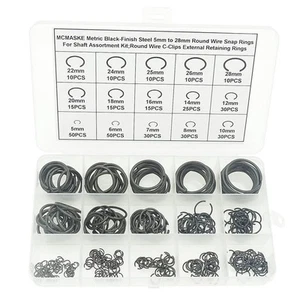Metric 5mm to 28mm Round Wire C-Clips External Retaining Rings Assortment Kit... - Picture 1 of 7
