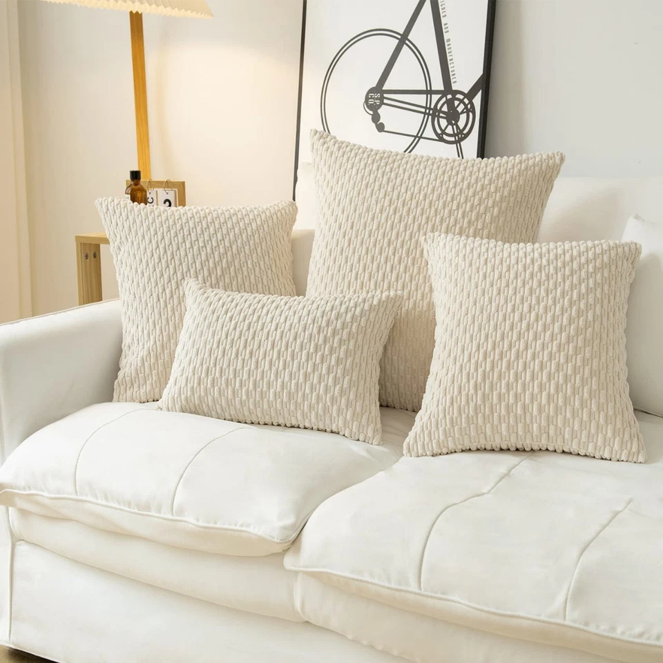 Cream Pillow Covers Pack of 2 – Decorative Throw Cushion Covers - Image 1 of 4