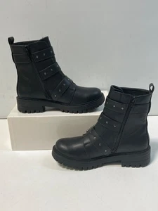 SO Womens Black Triple Buckle Combat Boots- size 6 M - Picture 1 of 8