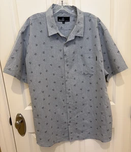 Molokai Surf Co. Button Down Short Sleeve Skull Logos Shirt Men XXL Gray - Picture 1 of 5