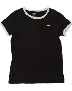LEVI'S Womens Perfect Crew T-Shirt Top UK 2 2XS Black Cotton BQ15 - Picture 1 of 3