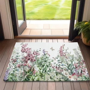Wildflower Welcome Door Mat,Spring Floral Butterfly Door Mat for Outside Entr... - Picture 1 of 7