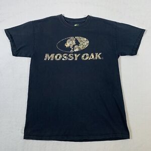 Mossy Oak Shirt Mens Medium Black Hunter Animals Outdoors Hunting Camo Logo U1